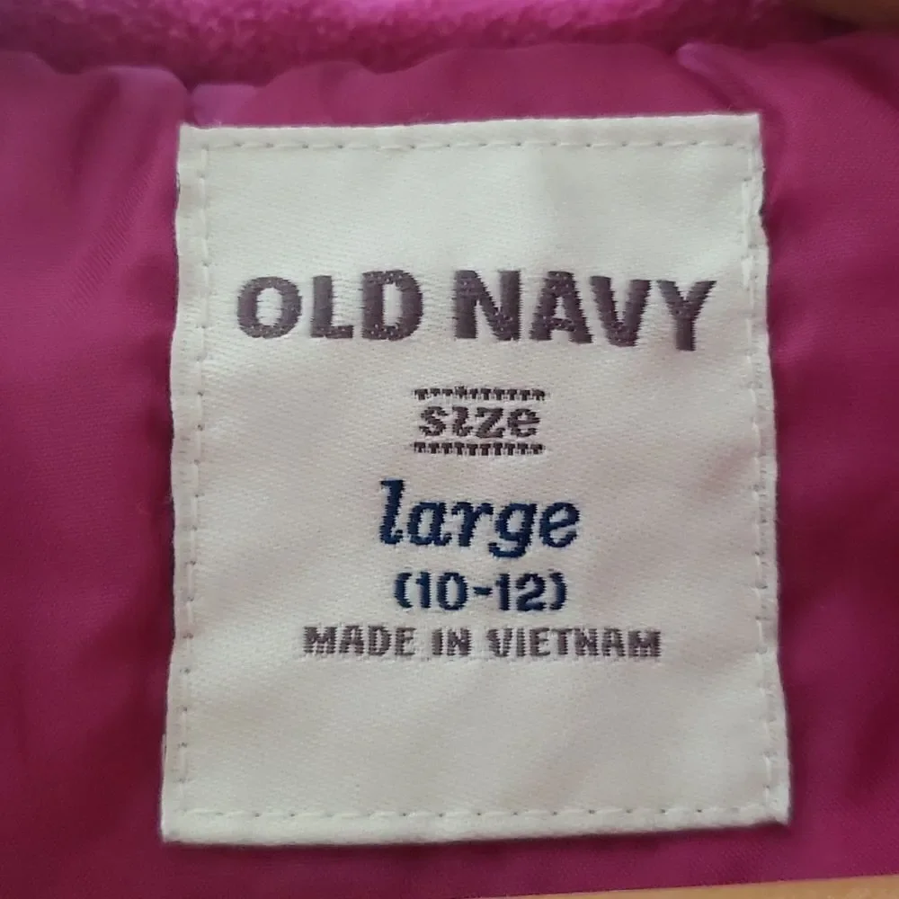 EUC Girls Old Navy Fuschia Hooded Wool Blend Winter Coat Jacket Sz  L (10-12)